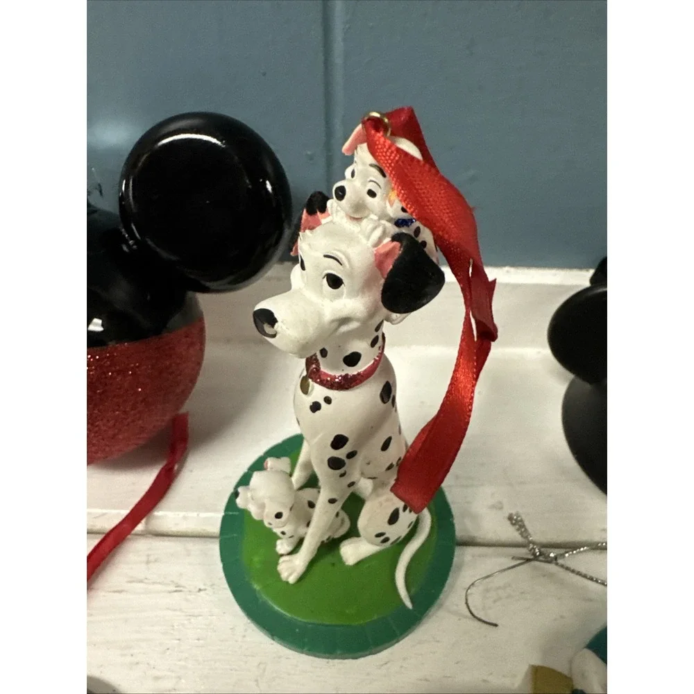 Lot Of 6 Ornaments Disney Mickey Minnie Mouse Ears‎  Christmas + Dalmatians